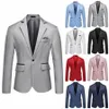 Retro kostym för män Mense Casual Autumn and Winter Trend Collar Single Two Butts Slim Fit Round Hem Pockett Jacket och Tuxedo X2ze#