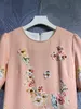 Early Spring New Small Fresh Countryside Fragmented Flower Beaded Short Sleeve Fashion Sweet Dress