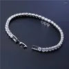 Link Bracelets Cubic Zirconia Bracelet For Women Men SIlver Color Chain Rhinestones Accessories Friend Jewelry Gift 17/19cm