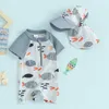 Bekleidungssets Blotona Kleinkinder Baby-Badeanzug mit kurzen Ärmeln und Reißverschluss, Bademode für Kleinkinder, Rashguard-Badeanzug, Strandkleidung