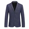 2023 NOWOŚĆ FI Casual Busin Dr Men Plaid Stripe Blazer Coat Cott Slim Anglian