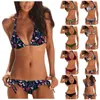 Costume da bagno da spiaggia bikini con stampa sexy diviso da donna (2 set con pettorina senza reggiseno in acciaio) Moda 2024