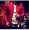 men's Stand-up Punk Collar Slim Leather Jacket, Zipper Decorative Pu Coat, Biker Men Clothes, Casual Male Clothes, Spring, Autum S6v1#