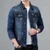 Spring New Men's Casual Cott Cott Dżins Kurtka