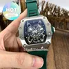 Designer Luxus RM Armband Uhrenherzwachen Uhr Bewegung Automatische Herren Mechanik Uhr Skelett Zifferblatt Japan Miyota