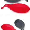 Ensembles de vaisselle 2 pièces repose-cuillère en silicone ustensile de cuisine résistant à la chaleur outil de support de louche pour le restaurant à domicile (rouge)