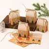 Aufbewahrungstaschen Mini Weihnachtsgeschenktasche 50pcs Kraft Paper Box Party Süßigkeiten Selbstklebstoff Snack Verpackung