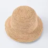 Sombrero de cubo de rafia natural para mujer Sombrero de paja de ganchillo hecho a mano Damas Primavera Verano Diseñador Playa Sol Floppy Fisherman Cap 240318