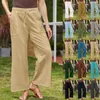 Damesbroeken Dames Werk Business Casual Vrouwelijk Effen Kleur Losse Multi-zakken Elastische riem Taille Lange broek Veelzijdig