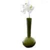 Vases Medieval High-end Glass Vase Olive Green Art Butterfly Orchid Living Room Home Creative Decoration