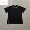 Collier splash encre PA lettres noir vert rouge coton col rond lâche polyvalent été hommes et femmes mode décontractée t-shirt à manches courtes