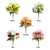 Decorative Flowers Artificial Tulip Bouquet Multicolor Sacrificial Silk Cloth Simulation Lily Flower Bunch Home Festival Decoration