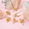 Boucles d'oreilles créoles Joolim bijoux haute qualité PVD vente en gros sans décoloration mode mignon papillon perle pendentif boucle d'oreille en acier inoxydable pour les femmes