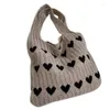 Sacs de soirée Mode Crochet Lady Sac à main Casual Sac à bandoulière Grande capacité Coeur tricoté pour fille Femmes Fourre-tout polyvalent