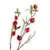 Decorative Flowers 1 Pcs 64cm Orange Red Yellow Heads Pomegranate Branch With Leaves Artificial Household Garden Decor Supplies