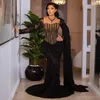 Size 2024 Plus Prom for Black Women Promdress Evening Gowns Long Sleeves Formal Dress Beaded Rhinestones Lace Birthday Dresses for Special Ocns AM528 dress es
