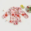 Infant Baby Girl Swimwear Lovely Floral Backless Lacing Up Long Sleeve Ruffle Hem Bodysuit Bathing Suit Kids Girl Beachwear 0-3Y 240326