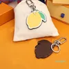 Keychain Designer Fashion Keys Pendant Key Buckle Classic Lemon Genuine Leather Keychains Ornaments