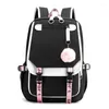 学校のバッグはファッションブラックピンクのティーンバックパックティーンエイジガールズUSBポートキャンバススクールバッグ学生帳バッグモキラのために大きい
