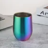 Mokken 9Oz roestvrijstalen beker Gradient Rainbow Cups met deksel Waterfles Bier Koffie Vacuüm Insated Wijnglazen Reizen Party Egg Otdhj