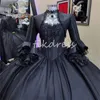 Historical Black Rococo Prom Dresses With Jackets 18th Century Europe Marie Antoinette Costume Victorian Medieval Evening Gowns Satin 3D Florals Vampire Gothic