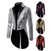 Party Sequin Sequin Glitter Jas voor Mannen Stand Kraag Nachtclub Prom Pak Jas Glanzend Verfraaid Podium Smoking Kleding Patch 64jX #