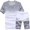 Zomer Set Mannen Casual Strand Pakken Korte Mouw 2 Stuks Sweatsuit + Shorts Mode Trainingspak 2020 Heren Sportpakken T-shirt + Shorts CX200730