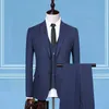 2023 Men Slim Fit Busin Casual Stripe 3 Pieces Set Male High Quality Formal Groom Wedding Suit Jacket Vest Pants Trousers P6OO#