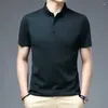 Polos pour hommes MLSHP haute élasticité coton été polos qualité à manches courtes affaires décontracté couleur unie mâle t-shirts 4XL