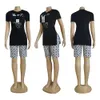 2024デザイナー2ピースパンツ衣装女性カジュアルスプリットTシャツとショーツセットフリー船