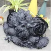 12 cabezas negro rosa flores artificiales simulación peonía ramo hogar habitación boda halloween chritmas fiesta decoración flor falsa 240322