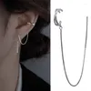 Kolczyki Dangle Korean srebrny kolor clip łańcuch Tassel Linia dla kobiet Dwupar Modna geometryczna kreatywna design dar biżuterii