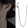 Dangle Oorbellen Koreaans Zilver Kleur Kruis Clip Keten Kwastje Lijn Voor Vrouwen Twee-Wear Mode Geometrisch Creatief Ontwerp Sieraden Gift