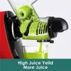 Cold Press Fretta Slow Crushing BPA Free, Jugos Y Vegetales, Large Feed Trough Juicer, Juicer med motsvarande och omvänd funktion, 200W stark motor (röd)