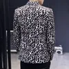 Wysokiej jakości Blazer Men's Leopard Print Elegancki sklep imprezowy Premium Prosty Busin Casual dżentelmen Slim Fit Jacket v2dj#