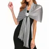 Kvinnors solida strandsolskydd Tassel Scarf Metallic Elegant Evening Party Wedding Scarves sjalar med spänne