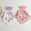 Clothing Sets Spring Autumn Infant Baby Girls Knit Long Sleeve Love Print Coat Rompers Kids Sweater Suit Clothes 0-24M