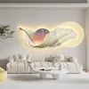 Wandlamp Creatieve LED Klok Woonkamer Slaapkamer Bed Hoofdbank Gang Decoratie Hangende afbeelding Geschilderde veer