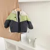 Manteau en duvet de Style coréen pour enfants, veste longue en coton épais à capuche, couleurs assorties, pour bébés filles Cool et mignons, arrivée d'hiver