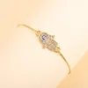 Charme Pulseiras Estilo Lucky Turco Hamsa Blue Eye Pulseira para Mulheres Meninas Ajustável Strass Flor Link Chain Jóias