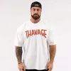 Fitn Thavage Camicia da uomo che corre Sport Allentato T-shirt oversize Manica corta Cott Estate Uomo Bodybuilding Allenamento Top da uomo o8e7 #