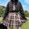 Gonne Donna Estate Stile Preppy Harajuku Dolce Kawaii Gonna scozzese a pieghe Coreana a vita alta Mini A-Line Jk Uniforme Corta femminile