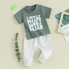 Ensembles de vêtements Enfant Bébé Garçon Fille Vêtements d'été Pantalon Lucky Clover Imprimer Top St Patrick S Day Outfit