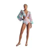 Costume da bagno da donna Costume da bagno sexy a maniche lunghe senza schienale Costume intero a vita alta con lacci Bikini da donna Costume da bagno da bagno Costume da bagno