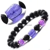 Perles tête de bouddha sculptée Quartz Rose oeil de tigre améthyste 8Mm bracelets de perles rondes pierre naturelle lave Bracelet élastique mode goutte D Oteli