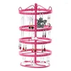 Decorative Figurines 1 Piece Wrought Iron Four-Story Rotating Jewelry Rack Earring Bracelet Display Pink