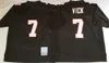 레트로 풋볼 21 Deion Sanders Jerseys 4 Brett Favre 7 Michael Vick 10 Steve Bartkowski Red Black White 스티치 빈티지 스포츠 팬 팀 남자를위한 75 주년