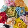 Decorative Flowers 2Pcs DIY Knitted Rose Artificia Floral Bouquet Homemade Wedding Decor Hand-Crochet Fake Flower Woolly