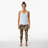 Pantaloni attivi Fiori folk polacchi Rossi su leggings neri Abbigliamento da palestra Harem Fitness da donna