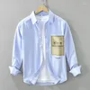 Men's Casual Shirts 2024 Spring Men White Shirt Long Sleeve Cotton Fashion Pockets Loose Clothing